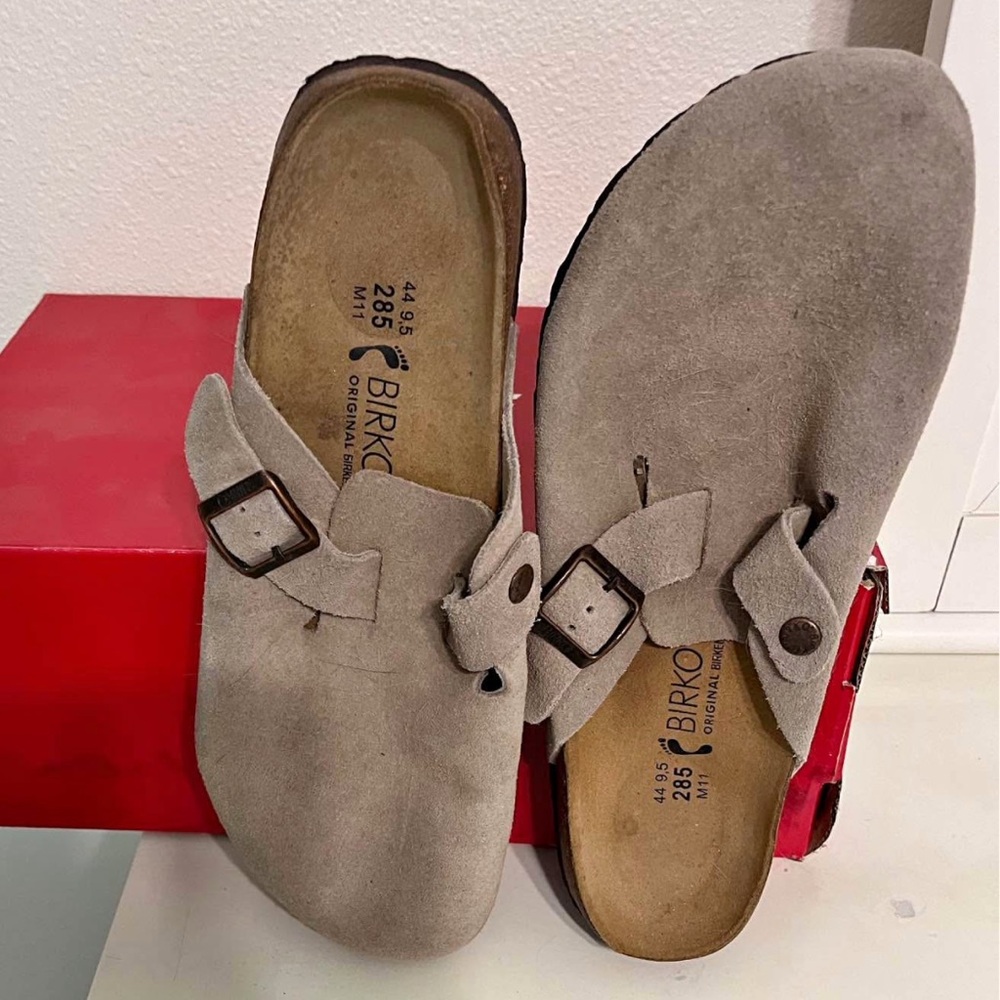 Birkenstock Taupe Suede Slip-On Shoes